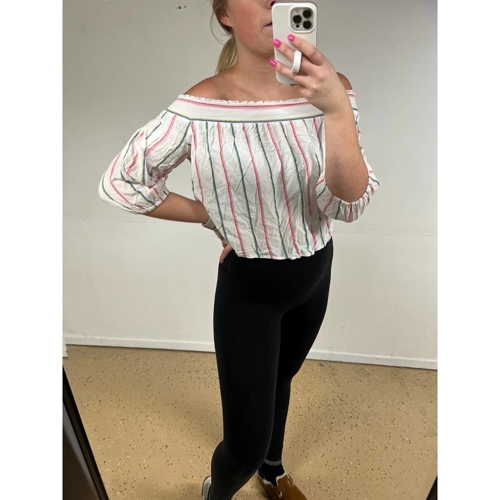 Abercrombie & Fitch Striped Off Shoulder Shirt